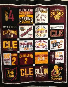 a quilt made to look like the college football team's name and number on it