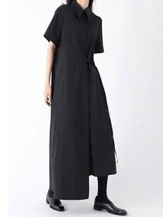 Premium Quality Japanese women's high waisted short sleeved dress irregular shirt, Womens Dresses Chic Solid Color Short Sleeve Shirt Dress, Chic Short Sleeve Shirt Dress, Short Sleeve Maxi Dress For Daywear, Chic Short Sleeve Maxi Dress For Work, Elegant Solid Color Short Sleeve Shirt Dress, Elegant Short Sleeve Shirt Dress In Solid Color, Elegant Short Sleeve Solid Color Shirt Dress, Short Sleeve Solid Color Shirt Dress For Work, Solid Color Short Sleeve Shirt Dress For Summer