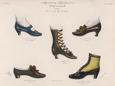 size: 12x9in Art Print: A Selection of Victorian Shoes and Boots for Men and Women : Steampunk Dresses, Historic Women, Footwear Inspiration, Antique Shoes, Steampunk Boots, Century Shoes, Historical Shoes, Victorian Shoes, Victorian Boots