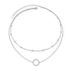 PRICES MAY VARY. Layered circle necklace was made of 925 sterling silver,dainty but sturdy;plated with white gold,with high quality material,our circle layer choker necklace won't fade,turn green,or cause itchiness. Pay attention to size:short chain:13";long chain:15";with 3" extender (adjustable to fit most women)and sturdy lobster clasp.Measure your neck to to make sure if this circle necklace fits you.Both chain and clasp are also Sterling Silver base Simple stylish double layered circle neck Trendy Silver Round Charm Necklaces, Dainty Circle Adjustable Necklace, Trendy Round Clavicle Chain Charm Necklaces, Minimalist Adjustable Circle Necklace, Dainty Circle Necklace With Adjustable Chain, Trendy Circle Sterling Silver Jewelry, Trendy Silver Circle Jewelry, Adjustable Delicate Circle Chain Necklace, Trendy Circular Sterling Silver Jewelry