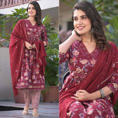 Maroon colored suit is prettified with floral printed work as shown which makes it appear classy. This top is made of pure cotton fabric which is accompanied with pure cotton bottom and chanderi dupatta. Women can buy this suit to wear for their parties and functions. Note:- The actual product may differ slightly in color and design from the one illustrated in the images when compared with computer or mobile screen. Size Chart Size: Semi Stitched/Unstitched can be altered from maximum to minimum Multicolor Floor-length Salwar Kameez With Floral Print, Semi-stitched Floor-length Salwar Kameez With Floral Print, Red Floral Print Semi-stitched Salwar Kameez, Floor-length Kalamkari Salwar Kameez, Floor-length Kalamkari Print Dupatta, Chanderi Dupatta, Cotton Anarkali, Anarkali Salwar, Mobile Screen