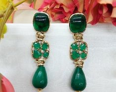 Emerald Green Jade Cluster Earrings.Freshwater Pearls.Clip On | Etsy Green Jeweled Earrings For Formal Occasions, Green Jewel Earrings For Gift, Green Jeweled Jewelry For Formal Events, Green Jeweled Formal Jewelry, Elegant Green Jeweled Jewelry, Green Jeweled Dangle Earrings, Elegant Jade Earrings For Wedding, Elegant Jeweled Green Earrings, Elegant Green Jeweled Earrings