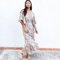 flowy wrap dress  - The Fox and the Mermaid Flowy Wrap Dress, Honeymoon Wear, Voile Fabric, Dream It, Cold Air, Flutter Sleeves, Summer Girls, Flutter Sleeve, Air Dry