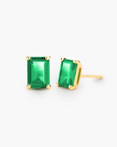 The freshest men’s earrings you can get. Our green Emerald Cut Stud Earrings have brilliant handset 0.7ct sized diamond simulants and a gold setting that highlights the color. These studs match our Emerald Tennis Bracelet for a lush pairing—perfect for any season. Stud Gold Earrings, Emerald Cut Stud Earrings, Emerald Tennis Bracelet, Mens Earrings Studs, Dress Well, Solid Gold Chains, Diamond Simulant, Green Diamond, Stud Earrings For Women