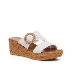 Italian Shoemakers-Grania Sandal Slip into this summertime staple! The Grania sandal from Italian Shoemakers features eye-catching crisscrossing straps, a classic wedge heel, and a circular buckle detail. Winter Colors, Wedge Heels, Criss Cross, Open Toe, Wedges, Buckle, Sandals, Cream, Heels