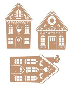 three gingerbread house cut outs