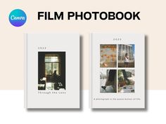 two book covers with the words film photobook on them