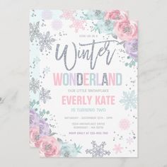 the winter onederland birthday party is shown with pink flowers and silver glitters