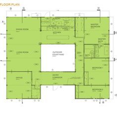 the floor plan for a house with green walls