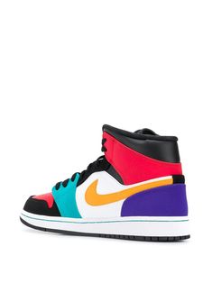 Jordan Air Jordan 1 Mid Multicolor - Farfetch Jordan 1 Mid Multicolor, Shoes Game, Jordan Wings, Jordan Air, Wings Logo, Cute Sneakers, Bright Purple, Air Jordan 1 Mid, Jordan 1 Mid