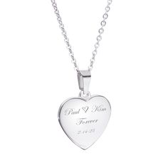 "This engraved Sterling silver heart necklace is a great personalized gift for that special someone. Personalize the heart with names, initial monogram, dates or a message for any occasion.  Dimensions: Heart 1\" x 3/4\" Material Sterling Silver A chain and gift box included with the heart pendant How To Send Engraving Instructions: Add your personalization  Please enter your instructions for engraving in the field below, select font style on the drop down menu. If you would like a logo please e Personalized Heart-shaped Engraved Jewelry, Engraved Heart Pendant Jewelry For Personalized Gift, Heart-shaped Engraved Jewelry For Personalized Gift, Personalized Engraved Heart Jewelry, Engraved Double Heart Name Necklace For Gift, Engraved Double Heart Name Necklace As Gift, Engraved Heart Name Necklace For Anniversary, Heart Shaped Engraved Name Necklace For Anniversary, Heart-shaped Engraved Name Necklace For Gift