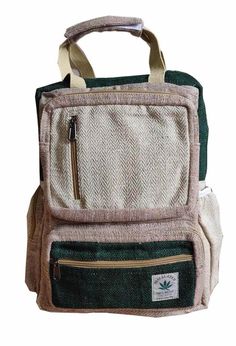 Sativa Hemp Bag is made up of a mixture of 50% organic hemp and 50% cotton. It is handmade in Nepal. These hemp backpacks are durable. Hemp backpack has multiple purposes like this backpack can be used for school, for travel, and for carrying a laptop.  Size: 16 x 10 x 4 inch (Height x Length x Width) Weight: 700gm Material: 70% Hemp and 30% Cotton Inside Backpack: Single Zipper which has a separate compartment for 14'' laptop  Outside Backpack: Two water holder side pocket and one small compart Crochet Hemp Bag, Eco-friendly Green Canvas Bag For School, Eco-friendly Green Canvas School Bag, Eco-friendly Rectangular School Backpack, Eco-friendly Everyday Backpack In Natural Color, Eco-friendly Backpack For Everyday Use, Eco-friendly Bags For Outdoor Activities, Green Rectangular Cotton Backpack, Green Cotton Rectangular Backpack