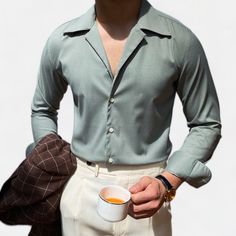 Elegant Single Breasted Business Shirt, Elegant Single-breasted Business Shirt, Elegant Single-breasted Shirt For Business, Green Collared Shirt For Semi-formal Occasions, Spring Formal Button-up Shirt, Modern Semi-formal Spring Dress Shirt, Modern Shirt With Lapel Collar For Office, Classic Single-breasted Formal Tops, Classic Single Breasted Top For Formal Occasions