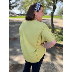 The Janet Top is a must-have for any fashion-forward individual. With its stunning citron green color, short sleeves, and flattering v-neck, this top will make a statement wherever you go. Its flowy design adds an element of elegance and comfort to any outfit. Try it on and see for yourself! Zoe is wearing a size 2xl. Flowy Design, Bold Stripes, Fashion Night, Beautiful Blouses, Spring Wardrobe, Knitting Materials, Waffle Knit, Try It, Leather Top