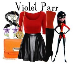 an image of a woman in red and black outfit with text that reads violett parr