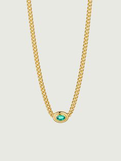 Oval Cut Lab Grown Emerald Cuban Link Chain Emerald Birthstone, Luxury Jewelry Brands, Reusable Pouches, Emerald Necklace, Ring Pendant Necklace, Solid Gold Jewelry, Recycled Silver, Cuban Link Chain, Pendant Rings