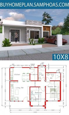 two story house plan with 3 bedroom and 2 bathrooms in the same area, it is very