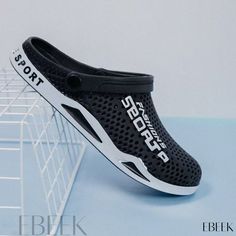 Breathable Anti-slip Beach Sandals Outdoor Hollow Shoes Slippers Casual Synthetic Slide Slip-ons, Slip-on Round Toe Sandals For Beach, Vacation Slip-on Slippers With Round Toe, Casual Outdoor Slip-on Slides, Black Non-slip Slippers For Beach, Breathable Casual Sport Sandals For Vacation, Casual Breathable Flat Sport Sandals, White Casual Eva Clogs, Breathable Slip-on Sport Sandals