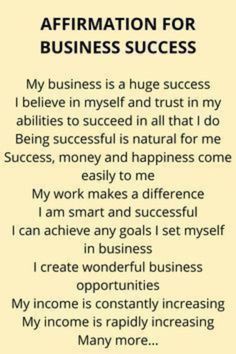 an affirmation for business success