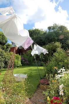 Washing drying in the garden - this is when the fragrance smelt the best. It made me feel good and could get a lovely hint of floral/perfumy smell :-) Clothes Hanging, Farms Living, Down On The Farm, Country Farm, Flowers Plants, Take Me Home, Clothes Line