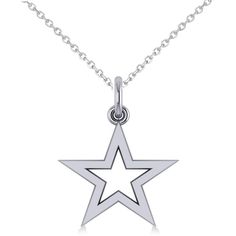 Star Shaped Pendant Necklace 14k White Gold- Available in white, yellow, and rose gold at Allurez.com Star Shaped Jewelry, Fine Jewelry White Gold Necklace With Star Charm, White Gold Star Charm Necklace For Anniversary, Star Shape Aesthetic, Sterling Silver Star Necklace In Fine Jewelry Style, Trendy White Star Necklace, White Gold Star Necklace In Sterling Silver, Sterling Silver Star Necklace In White Gold, Elegant Star Shaped Necklace With Polished Finish