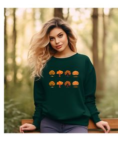 "Title: \"Autumn 8 Trees Sweatshirt - Embrace Nature's Masterpiece\" Description: Step into a world ablaze with the fiery colours of fall with our Autumn sweatshirt! This exquisite sweatshirt is a wearable masterpiece that celebrates the breathtaking beauty of autumn trees in all their glory. 🍂 Design Details: Our sweatshirt is adorned with stunning, high-resolution images of majestic autumn trees, showcasing nature's vibrant transition from green to gold. With every glance, you'll be transported to the heart of an autumn wonderland, where the leaves rustle and the air is crisp. 🌟 Quality & Comfort: We believe that comfort should never compromise style. That's why our sweatshirt is crafted from premium, soft fabric that provides warmth and coziness. Whether you're wandering through a for Casual Fall Sweatshirt With Screen Print, Casual Screen Print Sweatshirt For Fall, Casual Sweatshirt With Screen Print For Fall, Relaxed Fit Sweatshirt With Screen Print For Fall, Relaxed Fit Sweater With Screen Print For Fall, Green Sweatshirt For Fall, Fall Cotton Sweatshirt With Screen Print, Fall Cotton Sweater With Screen Print, Cotton Sweatshirt With Screen Print For Fall