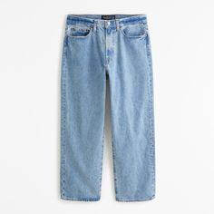 Our new baggy jeans, that are relaxed and baggy-fitting through the leg, with a slight puddle at the shoe, in our 100% cotton no-stretch fabric and broken-in denim feel. Features a medium wash and clean hem. Features a longer inseam designed to puddle around the shoe. For a shorter visual, choose a shorter inseam. Utility Pants Men, Abercrombie Men, Baggy Streetwear, Baggy Jean, Premium Denim Jeans, Abercrombie Jeans, Men's Bottoms, Abercrombie And Fitch Jeans, Clothing Mockup