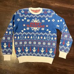 Never Worn - Size Medium - Great Gift For Any Gym Rat Gym Rat, Ugly Christmas, Christmas Sweater, Blue Man, Being Ugly, Christmas Sweaters, Color Blue, Great Gifts, Mens Shirts