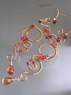 VeryEpicJewelry.etsy.com Wire Board, Work Earrings, Wire Ideas, Orange Orange, Orange Sapphire, Jewelry Wire