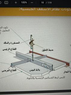 an image of a computer screen showing the parts of a structure in arabic and english