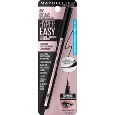 Maybelline Hyper Easy Liquid Pen No-Skip Eyeliner Satin Finish Waterproof Formula Eye Liner Makeup Pitch Black 0.018 fl oz Maybelline Eyeliner, Simple Eyeliner, Liquid Eyeliner Pen, Maybelline Makeup, Best Eyeliner, Makeup Wipes, Black Liquid, Easy A, Pitch Black