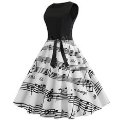 Summer Women Musical Not Sleeveless Dresses – STYLEGOING Rockabilly Party, School Prom, Party Cocktail Dress, Wrap Dress Short, Bohemian Style Dresses, Hepburn Style, Work Dresses For Women, Musical Note, Long Dress Casual