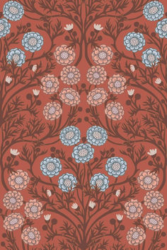 Ekbacka Bellis Floral Wallpaper Terracotta Galerie Modern Traditional Home, Pink Floral Wallpaper, Large Scale Floral, Color Palette Design, Wallpaper Online, Floral Color, Hand Drawn Design, Modern Traditional