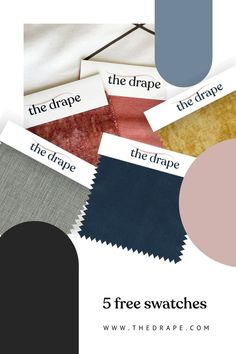 five different shades of fabric with the text 5 free swatches on top of them