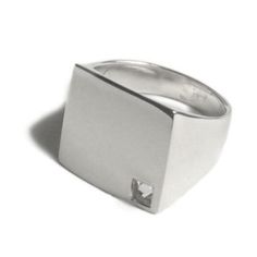 Adorned with four aesthetically pleasing right angles, the 'Edward' is our square shaped signet ring that adds an essence of contemporariness and class with a 4mm white topaz. Made in Sterling Silver, White Bronze, and Yellow Brass along with your choice of finishes, this ring can be worn everyday with style and ease. 4mm Inverted Set Princess Cut White Topaz Available in Silver, White Bronze, and Yellow Brass Available in shiny or satin finish Made in New York City Made to order, please allow 5-10 business days for production Top Rings, Birthstone Necklace, Ear Jewelry, Aesthetically Pleasing, White Ring, White Topaz, Signet Ring, Accessories Necklace, Vintage Accessories