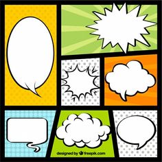 comic book style speech bubbles with pop art background