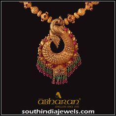 Gold Pendent, Gold Temple Jewellery, Peacock Pendant, Gold Jewelry Simple Necklace, Beautiful Gold Necklaces, Gold Necklace Indian Bridal Jewelry, Antique Bridal Jewelry