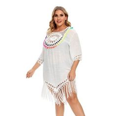 This bathing Cover Up can be used as a beach cover-up, casual T-shirt dress, summer top, sun shirt, perfect for bikini or any summer shorts, suitable for beach, party, daily wear, swimming pool. It is an excellent choice for your vacation Plus Size Beach Dresses Crochet White Beach Bikini Coverup And Ideal For Summer Season. Size Chart: Specifications: Pattern Type: Solid Material: Acrylic Season: Summer Gender: Women Occasion: Daily, Swimming pool, Beach, and Sea Fit: Fits true to size, take yo Beachy Short Sleeve Poolside Cover-up, Cotton Beach Cover-up For Beach Season, Summer Beachwear Tunic Top, Casual Tunic Tops For The Beach, Summer Beach Tunic Top, Casual Short Sleeve Resort Cover-up, Short Sleeve Cover-up For Poolside And Beach Season, Casual Short Sleeve Swimwear For Beach Party, Short Sleeve Poolside Cover-up For Beach Season