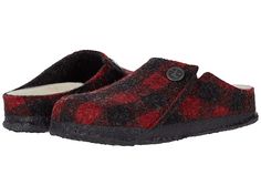 Birkenstock Kids Zermatt Shearling (Toddler/Little Kid/Big Kid) - Kid's Shoes : Plaid Red/Natural : Please be advised that the Birkenstock® Narrow width can accommodate both traditional narrow and medium widths. Cozy up this winter in the Birkenstock Zermatt Shearling slippers! These cozy slippers feature a plush shearling footbed and a covered sole, making these the perfect house slippers for hardwood and tile floors or light outdoor wear. Wool slippers in a classic, step-in design. Removable s Birkenstock Zermatt, Cozy Slippers, Shearling Slippers, Perfect House, Wool Slippers, Tile Floors, Slippers Cozy, Zermatt, House Slippers