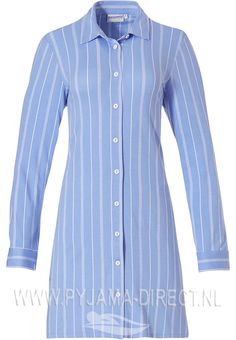 Pastunette Beach 'sophisticted stripes' light skyblue full button, long sleeve beach shirt with collar and a stylish white stripe design Shirt With Collar, Button Long Sleeve, Stripes Design