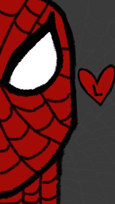 a drawing of a spider - man with hearts in his eyes and the shape of a heart