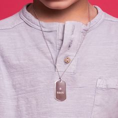 If you're looking for a special gift for a young boy in your life, this identification necklace is a meaningful gift for any event. This personalized chain ID necklace is entirely crafted of 925 sterling silver and polished to a bright shine making it suitable for those with sensitive skin. A 19 inch 925 sterling silver chain is also included. Packed carefully in its own little gift box. Age Group: Great Gift for Children & Teens; Safe for Sensitive Skin Material: 925 Sterling Silver Chain Lengt Personalized Sterling Silver Charm Necklace For Father's Day, Sterling Silver Charm Necklaces For Father's Day, Father's Day Personalized Sterling Silver Charm Necklace, Mother's Day Personalized Dog Tag Necklace, Personalized Adjustable Dog Tag Necklace, Personalized Dog Tag Necklace For Birthday, Personalized Name Dog Tag Necklace, Father's Day Dog Tag Necklace For Gift, Nickel-free Dog Tag Charm Necklace For Gift