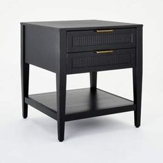 an end table with two drawers on one side and a drawer on the other hand