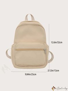 BirdinBag - Polished Multi-Pocket Backpack for Women Casual Backpack With Zipper Pocket For Study, Casual Study Backpack With Zipper Pocket, Casual School Backpack With Zipper Pocket, Trendy Student Backpack With Pockets, Beige Backpack With Zipper Closure For Study, Beige Shoulder Backpack With Pockets, Beige Shoulder Bag Backpack With Pockets, Beige Softback Backpack With Pockets, Student Shoulder Bag With Pockets For Back To School