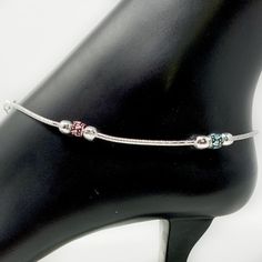 Silver Anklet (K63 Design) - 10.5 inches - PAAIE Kolusu Designs, Ruby Bangles, Cotton Blouse Design, Baby Bangles, Silver Anklet, Face Light, Silver Anklets, Bangle Designs, Bangle Set