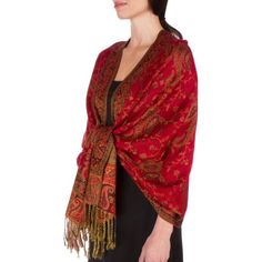 Sakkas Pashmina is your one-stop for latest & unique design fashion shawls. Size: One Size.  Color: Red.  Gender: female.  Age Group: adult.  Pattern: paisley. Cashmere Winter Scarf, Mens Cashmere Scarf, Pashmina Shawl, Fashion Inspiration Design, Pashmina Scarf, Warm Scarf, Shawl Wrap, Cashmere Scarf, Shawls And Wraps