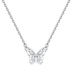 PRICES MAY VARY. BUTTERFLY NECKLACE - Butterfly is a symbol of freedom, happiness, romantic and sweet love. This butterfly charm necklace is a great choice to express your deep love to mom, grandma, wife, girlfriend, daughter, sister or your friends. HYPOALLERGENIC MATERIAL - These women necklace is made of high quality 925 sterling silver , lead free & nickel free & anti-allergy, safe for sensitive skin. Unlike cheap metal necklace, sterling silver necklace won't tarnish, turn green or fade. SI Silver Minimalist Butterfly Necklace With Adjustable Chain, Delicate Silver Butterfly Necklace With Clavicle Chain, Silver Butterfly Necklace With Delicate Chain, Silver Delicate Butterfly Necklace, Silver Delicate Butterfly Necklace With Delicate Chain, Delicate Silver Butterfly Necklace, Minimalist Sterling Silver Butterfly Necklace With Clavicle Chain, Mother's Day Silver Butterfly Charm Necklace, Silver Butterfly Necklace With Delicate Sterling Chain