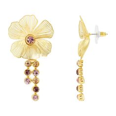 Complete your look with these Emberly gold tone pink glass textured flower drop earrings. Click on this JEWELRY & WATCHES GUIDE to learn about fit, styles, materials and more! Complete your look with these Emberly gold tone pink glass textured flower drop earrings. Click on this JEWELRY & WATCHES GUIDE to learn about fit, styles, materials and more! FEATURES Dimensions: 50 mm Backings: post Nickel free Metal: brass Material: glass Plating: gold tone Finish: textured Packaging: decorative card Si Formal Metal Flower Earrings, Textured Packaging, Flower Drop Earrings, Blue Topaz Necklace, Topaz Necklace, Simply Vera, Glass Texture, Metal Flowers, Pink Glass