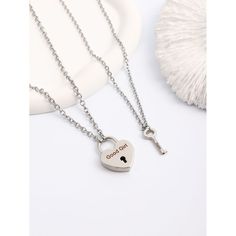 🌹Show your everlasting love with our Heart Lock Key Pendant Necklaces. These meaningful couple's necklaces symbolize your enduring love with a His Lock and Her Key design. Crafted with high-quality materials, it's the perfect accessory for any occasion - from elegant events to casual hangouts. Treat your beloved to this Wonder Skull Heart Lock Key Pendant Necklace, a fitting anniversary gift for both him and her. Elevate your date night look by pairing it with Wonder Skull sleepwear and lingeri Valentine's Day Stainless Steel Necklace, Couples' Heart Charm Jewelry For Gifts, Heart Charm Jewelry For Couples, Couples Jewelry With Heart Charm For Gift, Couples Style Jewelry With Heart Charm For Gift, Couples Heart Necklace For Gift, Couples Heart-shaped Necklace For Gift, Couples' Heart Charm Jewelry For Valentine's Day, Couples Necklaces For Valentine's Day Gift