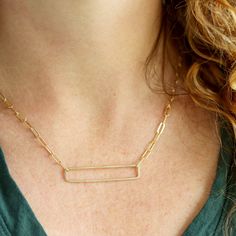 This necklace will be the sidekick you always wanted. Helping you kick ass with confidence during the work day and then keeping you looking great all Friday night. Sexy, sturdy, and not the least bit fussy, this minimalist and geometric design with edgy sophistication will instantly become your go-to necklace. A luxuriously chunky paperclip chain create a sophisticated look and it combines seamlessly with its hammered rectangle pendant. Perfect for layering but significant enough to hold its own Everyday Necklace With Delicate Chain And Rectangular Pendant, Everyday Rectangular Pendant Necklace With Delicate Chain, Minimalist Rectangular Box Chain Jewelry, Minimalist Chain Necklace With Rectangular Pendant, Minimalist Rectangular Links Chain Necklace, Modern Necklaces With Rectangular Pendant And Cable Chain, Minimalist Necklace With Rectangular Pendant On Cable Chain, Everyday Box Chain Necklace With Rectangular Pendant, Modern Necklace With Rectangular Pendant And Box Chain